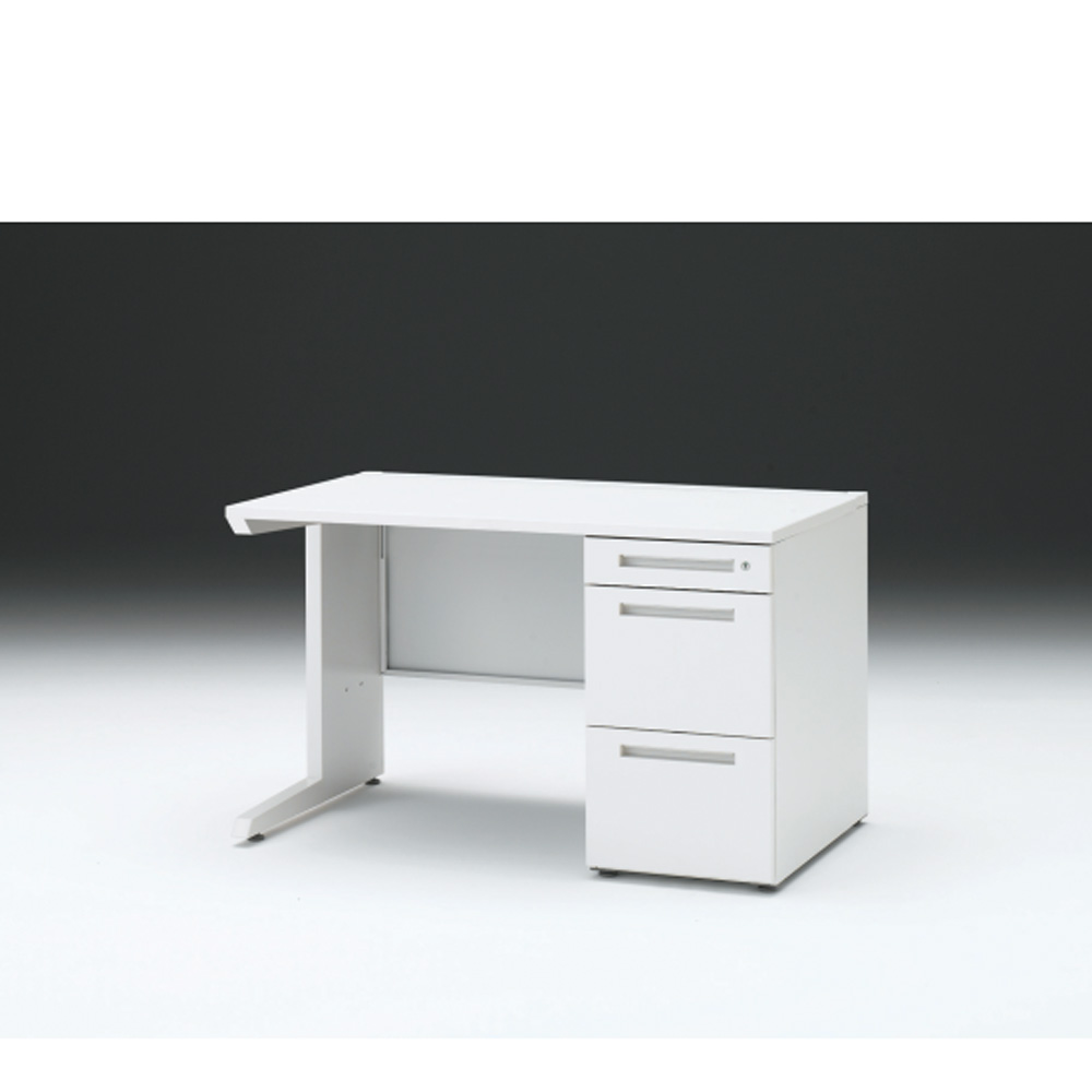 CZRデスク 片袖デスク CZR-127SBC-9W9 センター引出しなし  シリンダー錠W1200× D700 [ 本体: ホワイトW・天板: W9 / ホワイトW]