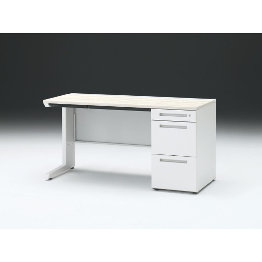 CZR 片袖デスク　シリンダー錠 浅型センター引出し付　CZR-146CBC-961　W1400×D600 ［本体：ホワイト×天板：61/アッシュドパインL］