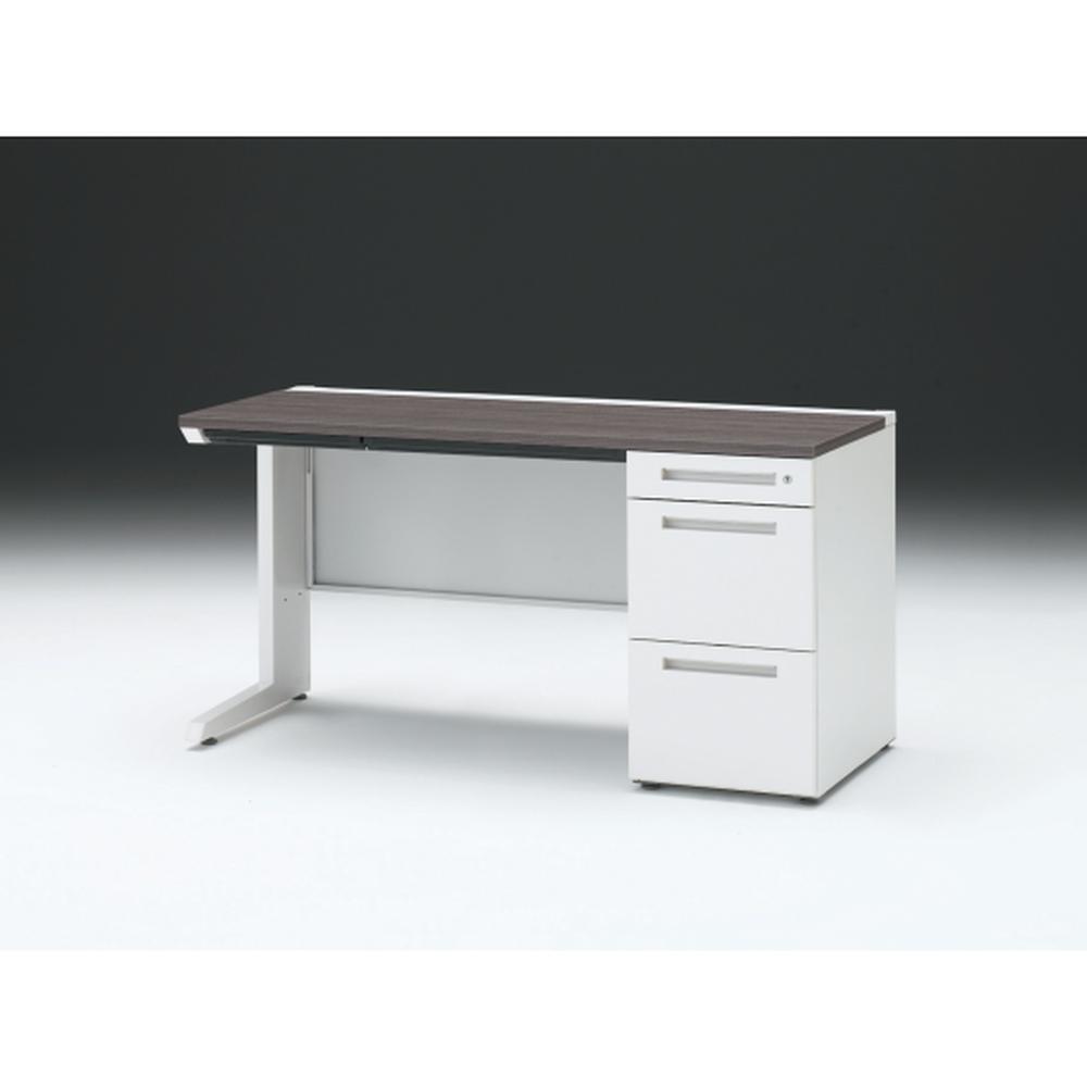 CZR 片袖デスク　シリンダー錠 浅型センター引出し付　CZR-146CBC-981　W1400×D600 ［本体：ホワイト×天板：81/アッシュドオークD］