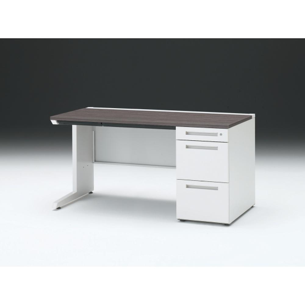 CZR 片袖デスク　シリンダー錠 浅型センター引出し付　CZR-147CBC-981　W1400×D700 ［本体：ホワイト×天板：81/アッシュドオークD］