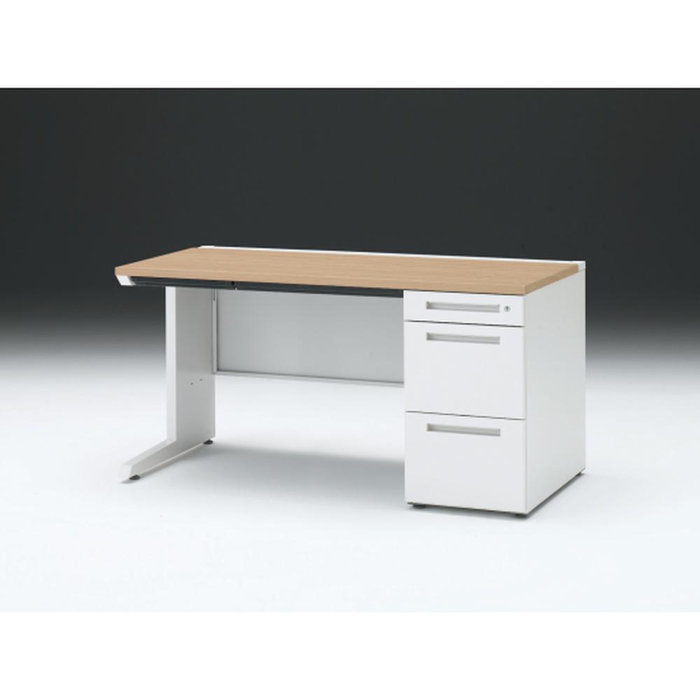 CZR 片袖デスク　シリンダー錠 浅型センター引出し付　CZR-147CBC-992　W1400×D700 ［本体：ホワイト×天板：92/ホワイトオークM］