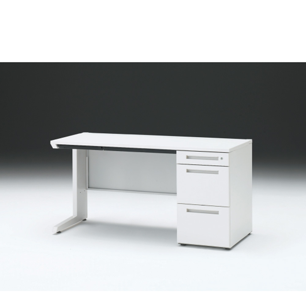 CZRデスク 片袖デスク CZR-146CBC-9W9 浅型センター引出し付  シリンダー錠W1400× D600 [ 本体: ホワイトW・天板: W9 / ホワイトW]