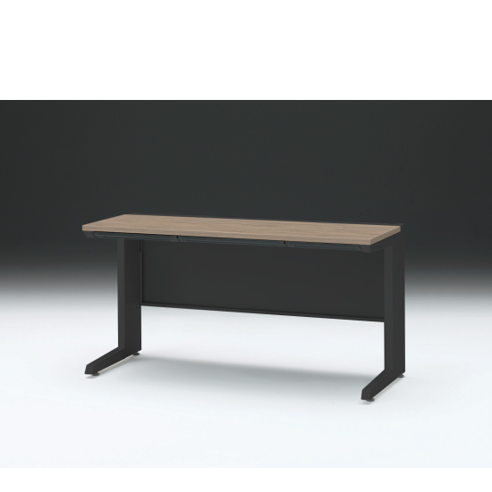CZRデスク 平机 CZR-146HAC-171 浅型センター引出し付 L脚 W1400× D600 [ 本体: ブラックT・天板: 71 / アッシュドオークM]