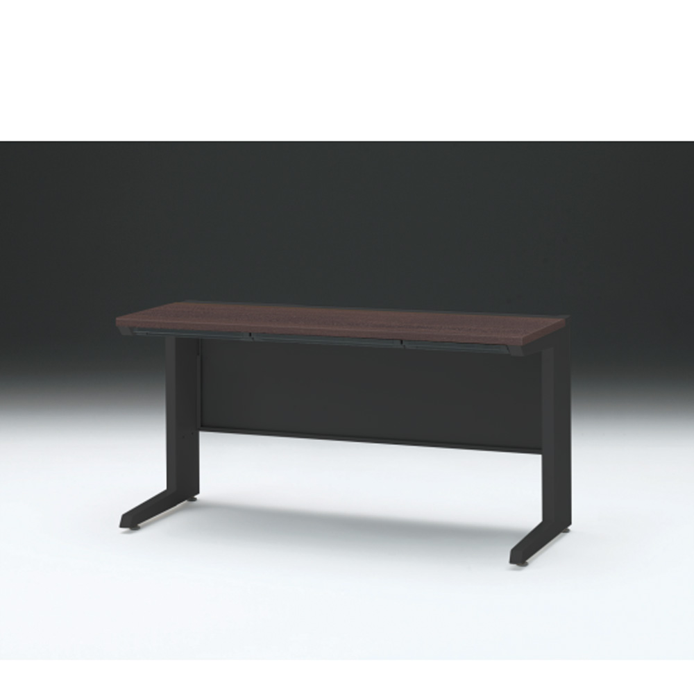 CZRデスク 平机 CZR-146HAC-182 浅型センター引出し付 L脚 W1400× D600 [ 本体: ブラックT・天板: 82 / ブラックウォールナットD]