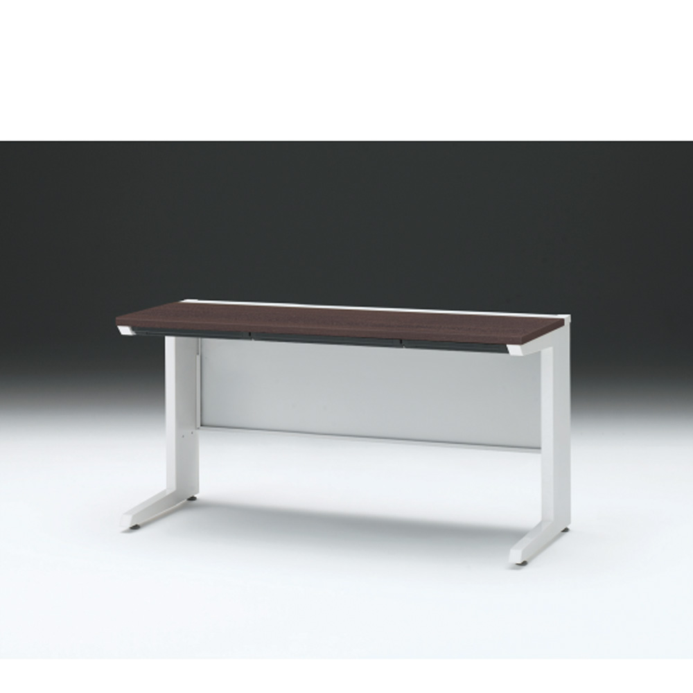 CZRデスク 平机 CZR-146HAC-982 浅型センター引出し付 L脚 W1400× D600 [ 本体: ホワイトW・天板: 82 / ブラックウォールナットD]