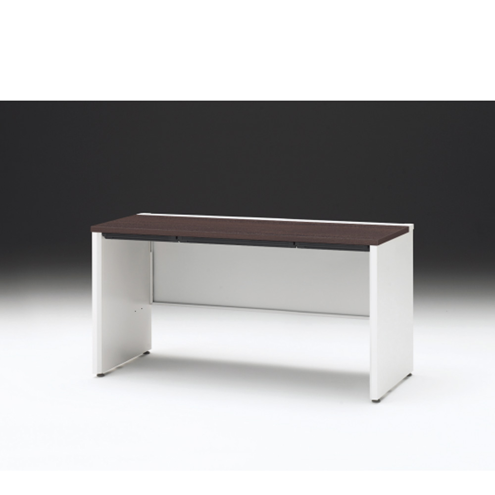 CZRデスク 平机 CZR-146HAPC-982 浅型センター引出し付 パネル脚 W1400× D600 [ 本体: ホワイトW・天板: 82 / ブラックウォールナットD]