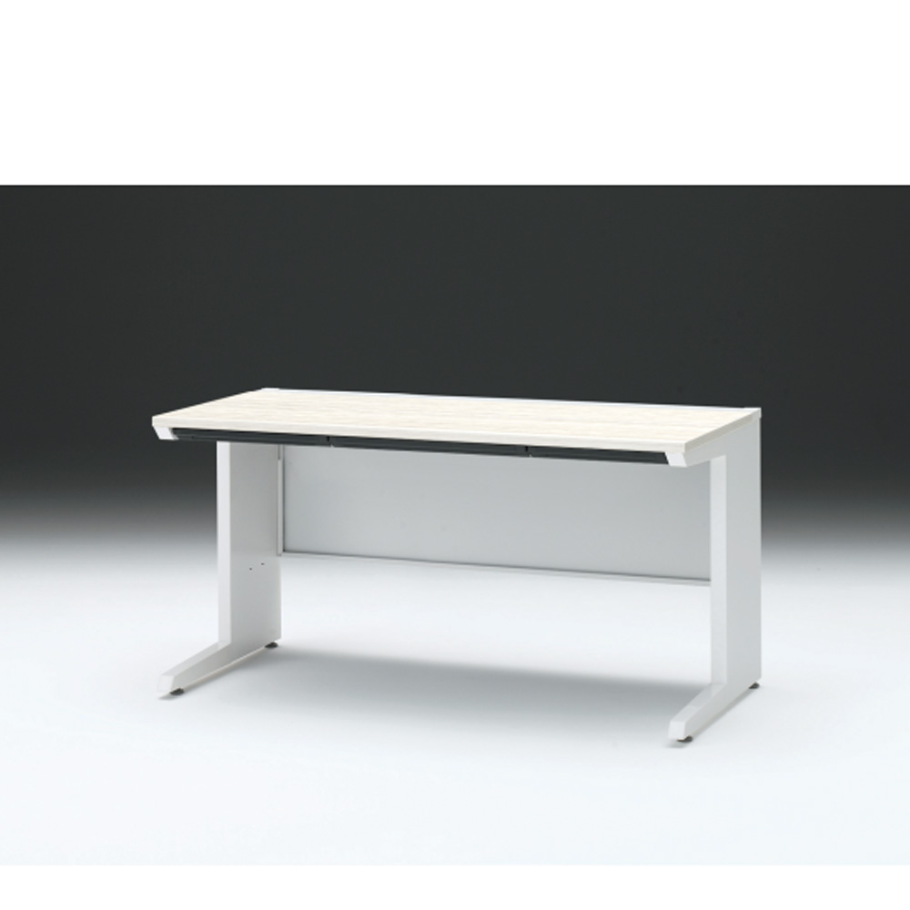 CZRデスク 平机 CZR-147HAC-961 浅型センター引出し付 L脚 W1400× D700 [ 本体: ホワイトW・天板: 61 / アッシュドパインL]
