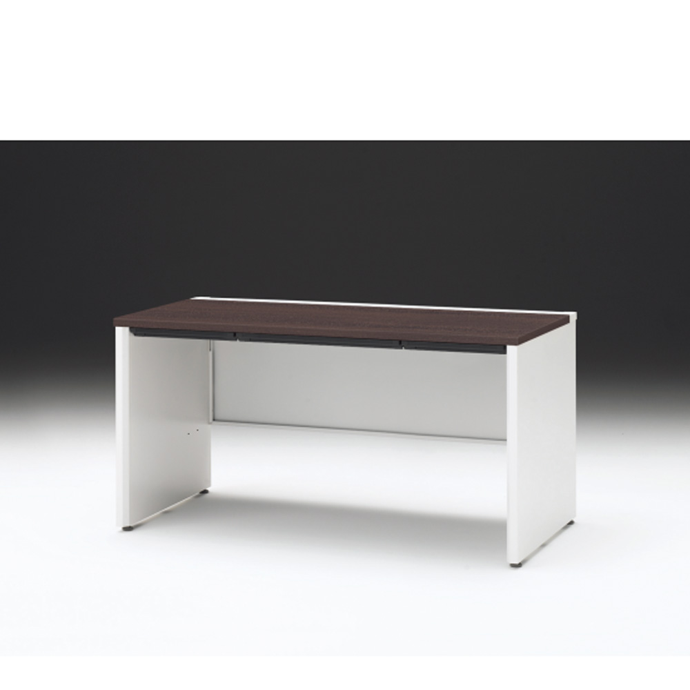 CZRデスク 平机 CZR-147HAPC-982 浅型センター引出し付 パネル脚 W1400× D700 [ 本体: ホワイトW・天板: 82 / ブラックウォールナットD]