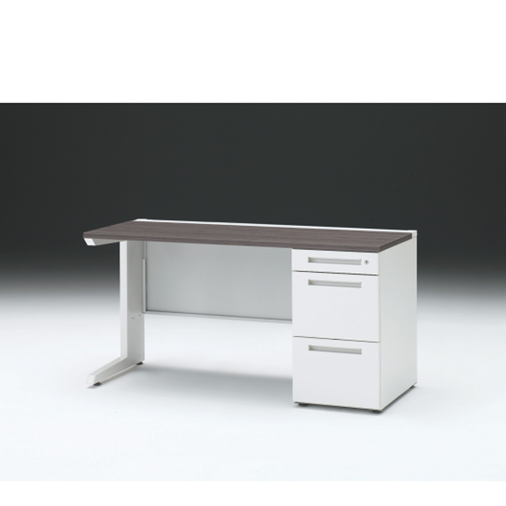 CZRデスク 片袖デスク CZR-146SBC-981 センター引出しなし  シリンダー錠W1400× D600 [ 本体: ホワイトW・天板: 81 / アッシュドオークD]