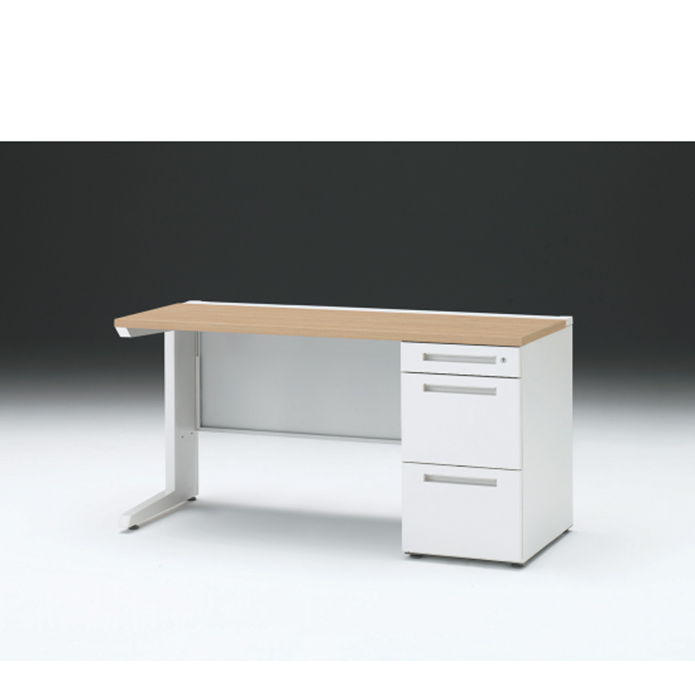 CZRデスク 片袖デスク CZR-146SBC-992 センター引出しなし  シリンダー錠W1400× D600 [ 本体: ホワイトW・天板: 92 / ホワイトオークM]