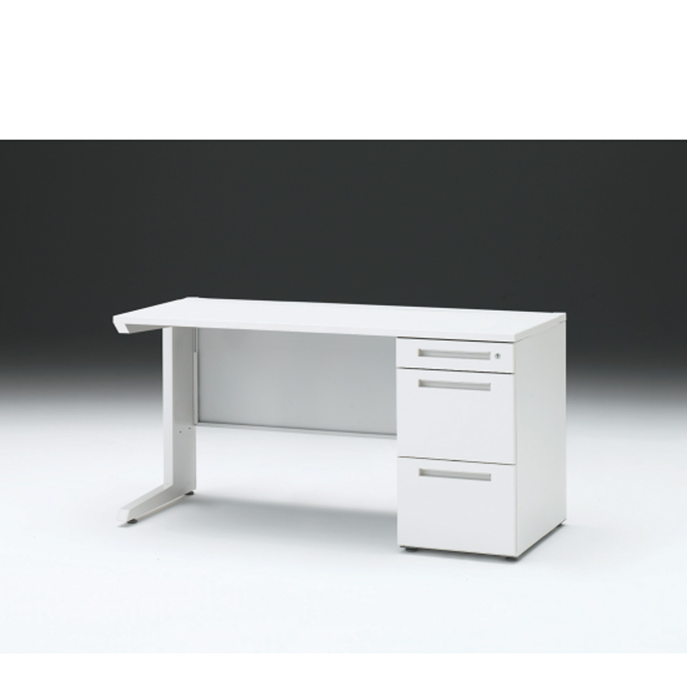 CZRデスク 片袖デスク CZR-146SBC-9W9 センター引出しなし  シリンダー錠W1400× D600 [ 本体: ホワイトW・天板: W9 / ホワイトW]