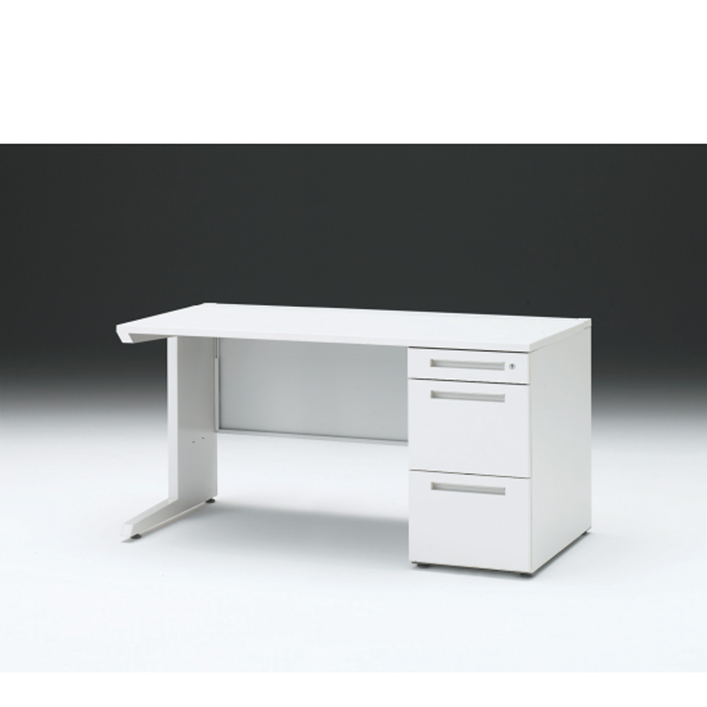 CZRデスク 片袖デスク CZR-147SBC-9W9 センター引出しなし  シリンダー錠W1400× D700 [ 本体: ホワイトW・天板: W9 / ホワイトW]