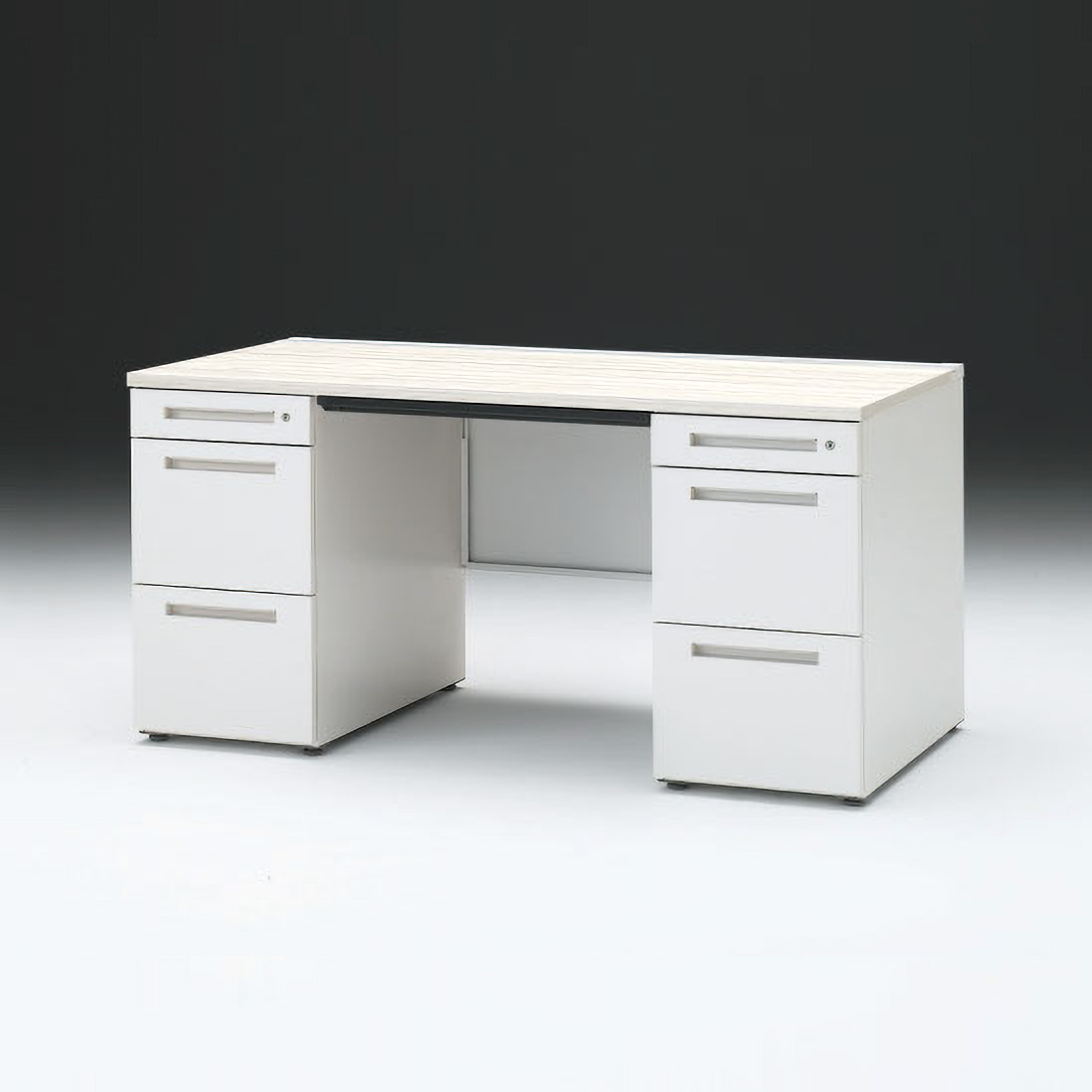 CZRデスク 両袖デスク CZR-157BAC-961 幅150cm 奥行70cm 浅型センター引出し付 シリンダー錠  [ 61 / アッシュドパインL ]