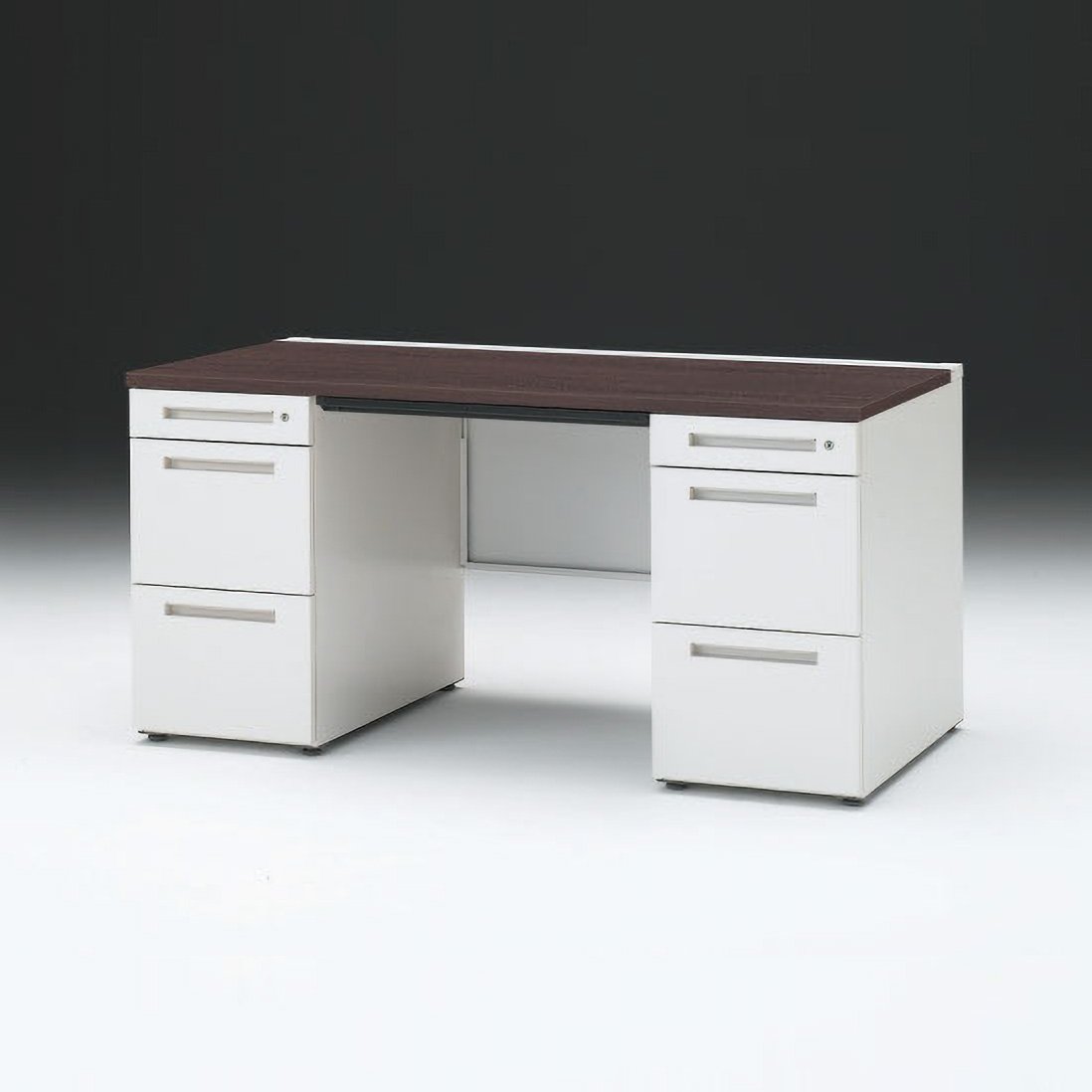 CZRデスク 両袖デスク CZR-157BAC-992 幅150cm 奥行70cm 浅型センター引出し付 シリンダー錠  [ 92 / ホワイトオークM ]