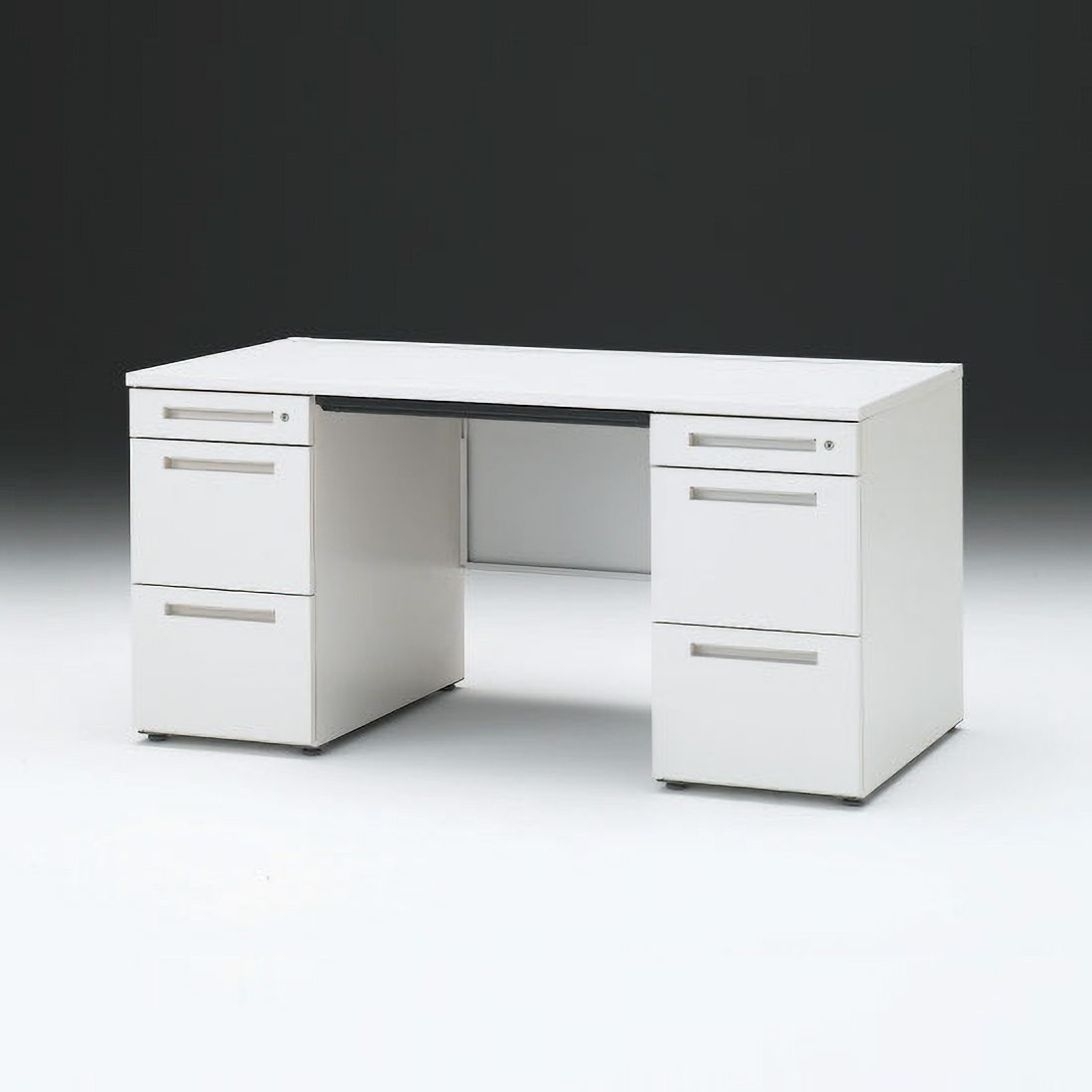 CZRデスク 両袖デスク CZR-157BAC-9W9 幅150cm 奥行70cm 浅型センター引出し付 シリンダー錠  [ W9 / ホワイトW ]