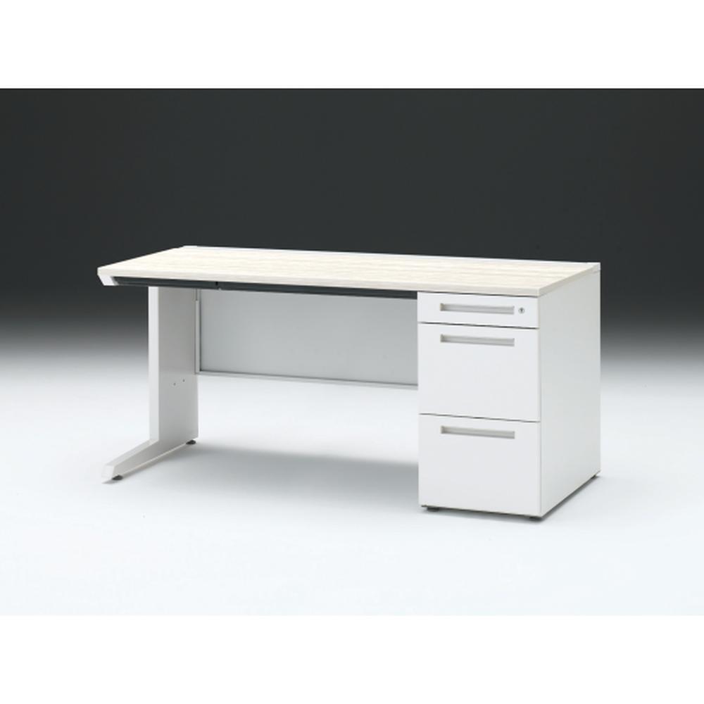 CZR 片袖デスク　シリンダー錠 浅型センター引出し付　CZR-157CBC-961　W1500×D700 ［本体：ホワイト×天板：61/アッシュドパインL］