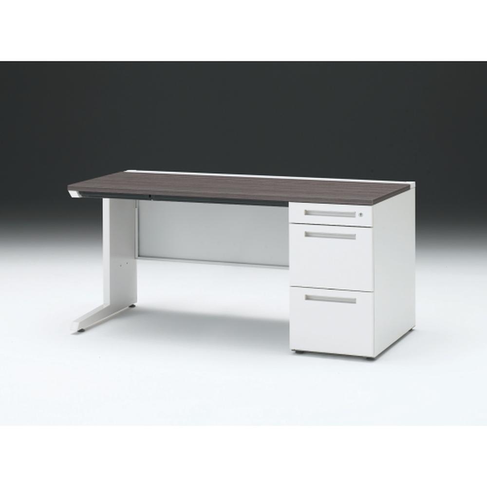 CZR 片袖デスク　シリンダー錠 浅型センター引出し付　CZR-157CBC-981　W1500×D700 ［本体：ホワイト×天板：81/アッシュドオークD］