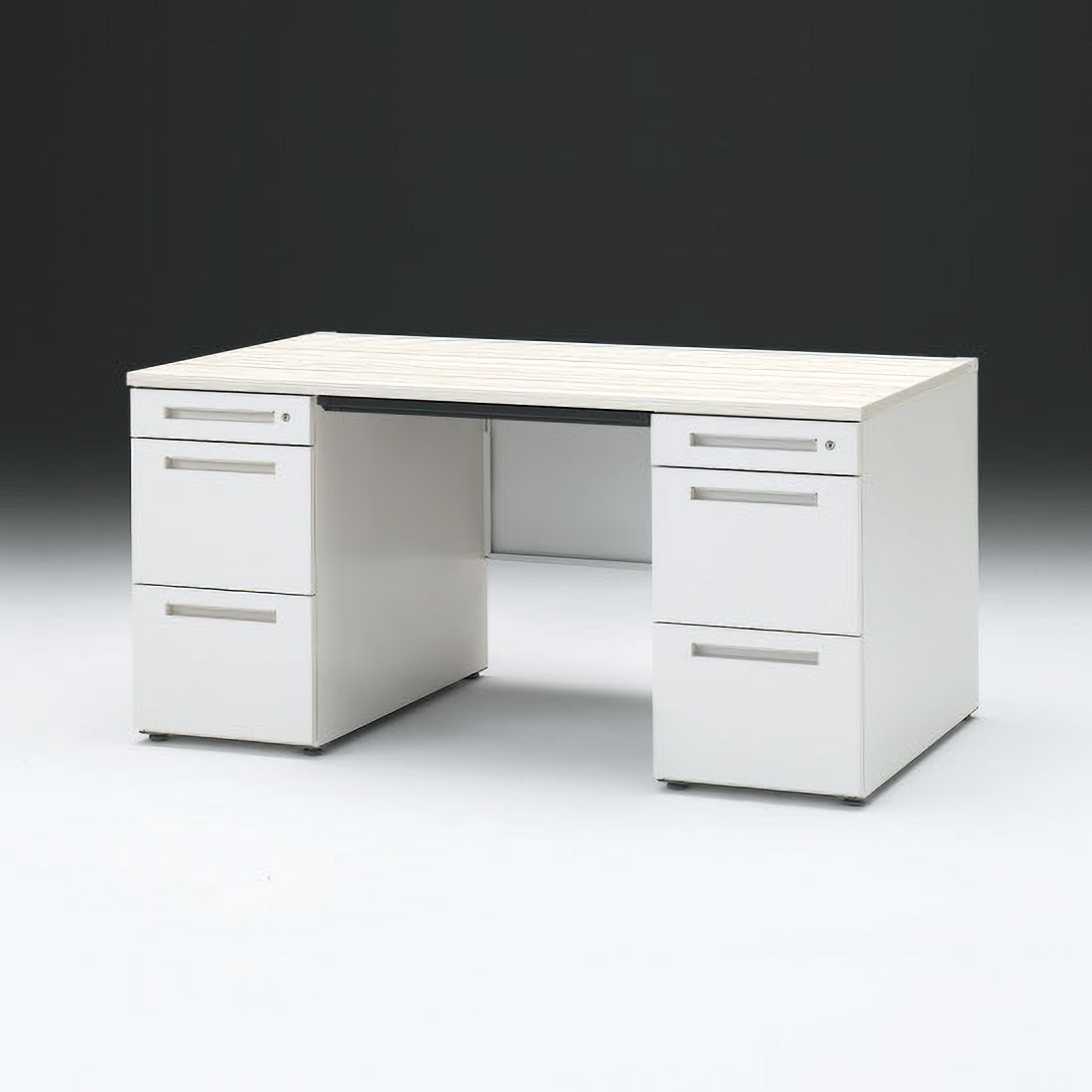 CZRデスク 両袖デスク CZR-158BAC-961 幅150cm 奥行80cm 浅型センター引出し付 シリンダー錠  [ 61 / アッシュドパインL ]