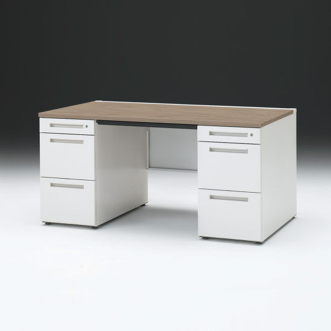 CZRデスク 両袖デスク CZR-158BAC-971 幅150cm 奥行80cm 浅型センター引出し付 シリンダー錠  [ 71 / アッシュドオークM ]