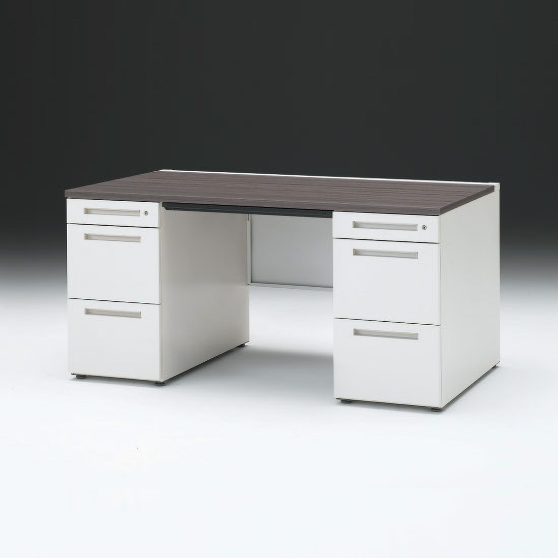 CZRデスク 両袖デスク CZR-158BAC-981 幅150cm 奥行80cm 浅型センター引出し付 シリンダー錠  [ 81 / アッシュドオークD ]