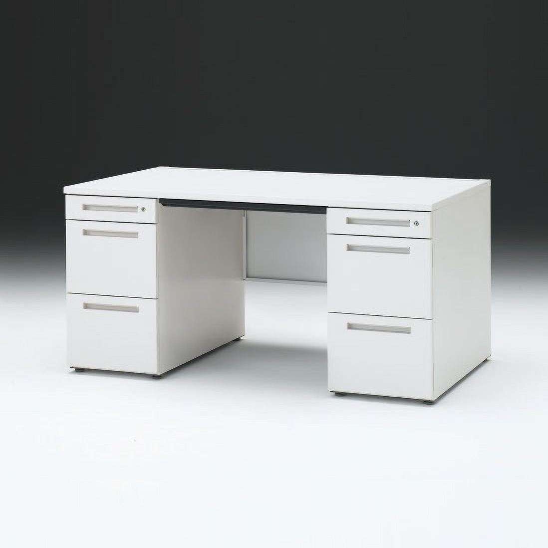 CZRデスク 両袖デスク CZR-158BAC-9W9 幅150cm 奥行80cm 浅型センター引出し付 シリンダー錠  [ W9 / ホワイトW ]