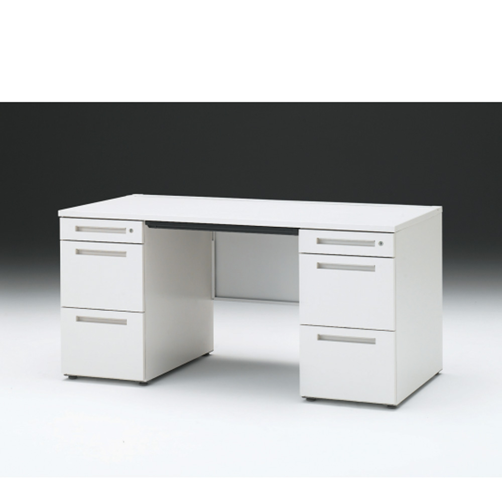 CZRデスク 両袖デスク CZR-157BAC-9W9 浅型センター引出し付  シリンダー錠W1500× D700 [ 本体: ホワイトW・天板: W9 / ホワイトW]