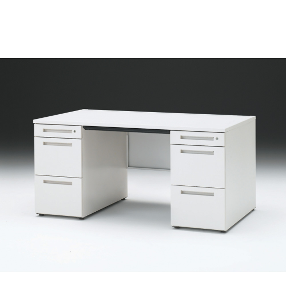 CZRデスク 両袖デスク CZR-158BAC-9W9 浅型センター引出し付  シリンダー錠W1500× D800 [ 本体: ホワイトW・天板: W9 / ホワイトW]