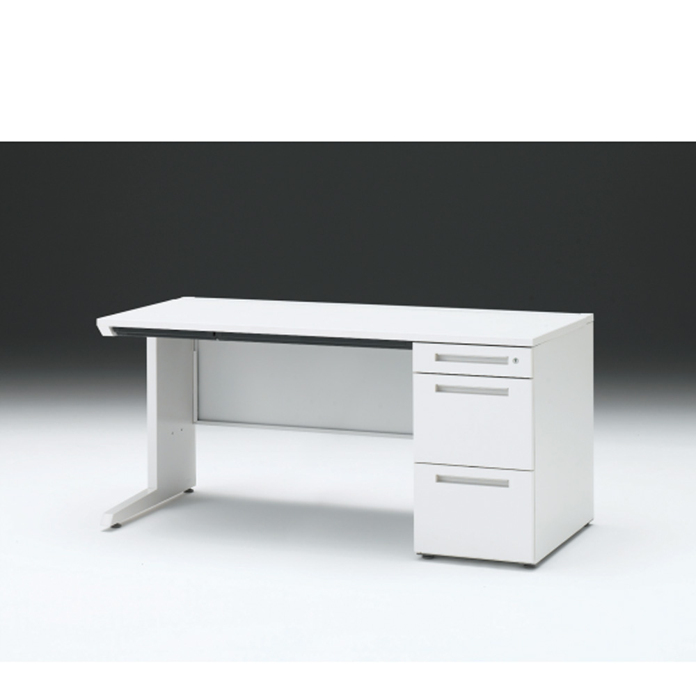 CZRデスク 片袖デスク CZR-157CBC-9W9 浅型センター引出し付  シリンダー錠W1500× D700 [ 本体: ホワイトW・天板: W9 / ホワイトW]