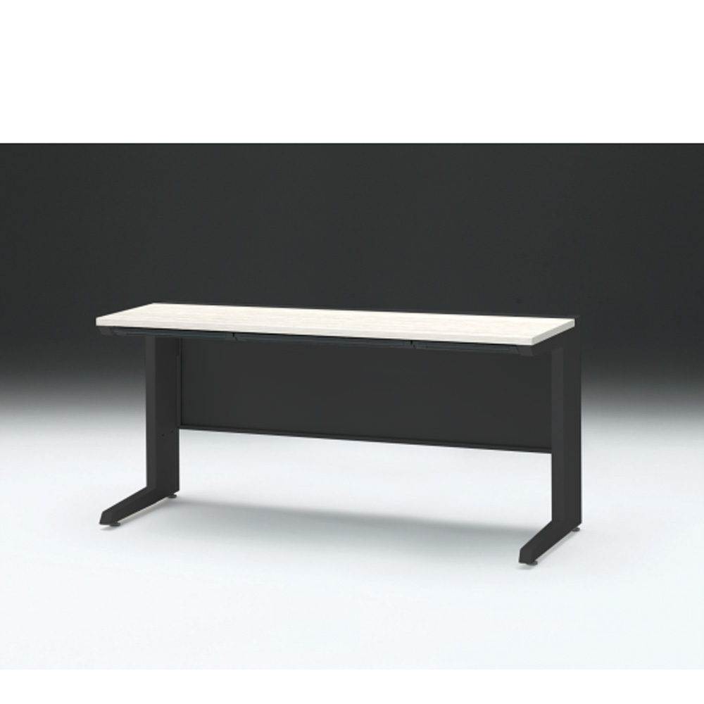 CZRデスク 平机 CZR-156HAC-161 浅型センター引出し付 L脚 W1500× D600 [ 本体: ブラックT・天板: 61 / アッシュドパインL]