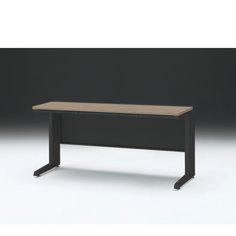 CZRデスク 平机 CZR-156HAC-171 浅型センター引出し付 L脚 W1500× D600 [ 本体: ブラックT・天板: 71 / アッシュドオークM]