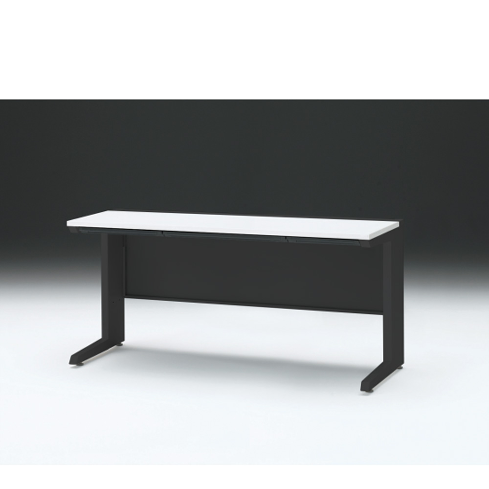 CZRデスク 平机 CZR-156HAC-1W9 浅型センター引出し付 L脚 W1500× D600 [ 本体: ブラックT・天板: W9 / ホワイトW]