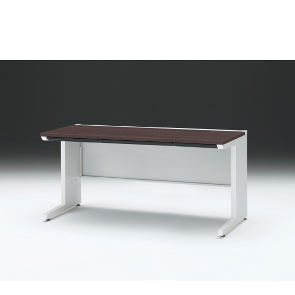 CZRデスク 平机 CZR-157HAC-982 浅型センター引出し付 L脚 W1500× D700 [ 本体: ホワイトW・天板: 82 / ブラックウォールナットD]