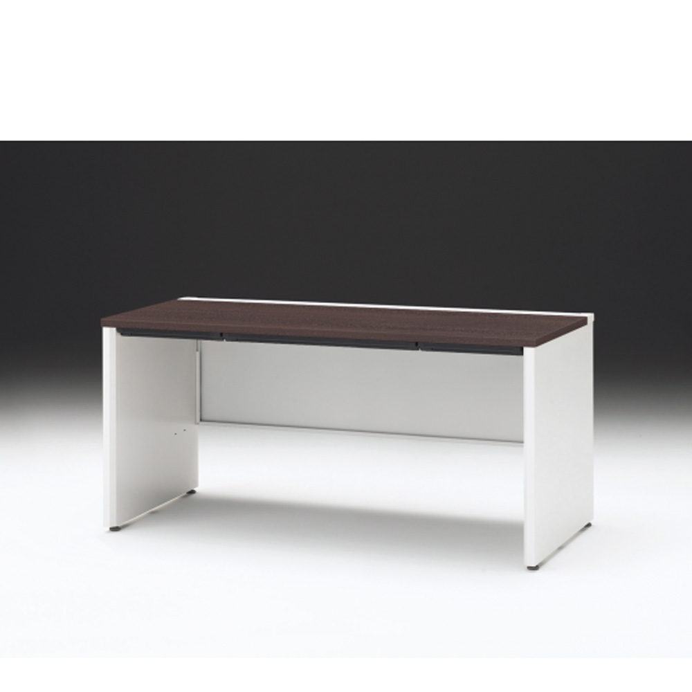 CZRデスク 平机 CZR-157HAPC-982 浅型センター引出し付 パネル脚 W1500× D700 [ 本体: ホワイトW・天板: 82 / ブラックウォールナットD]