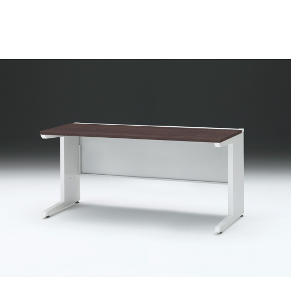 CZRデスク 平机 CZR-157JAC-982 センター引出しなし L脚 W1500× D700 [ 本体: ホワイトW・天板: 82 / ブラックウォールナットD]