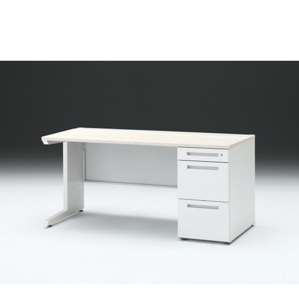 CZRデスク 片袖デスク CZR-157SBC-961 センター引出しなし  シリンダー錠W1500× D700 [ 本体: ホワイトW・天板: 61 / アッシュドパインL]