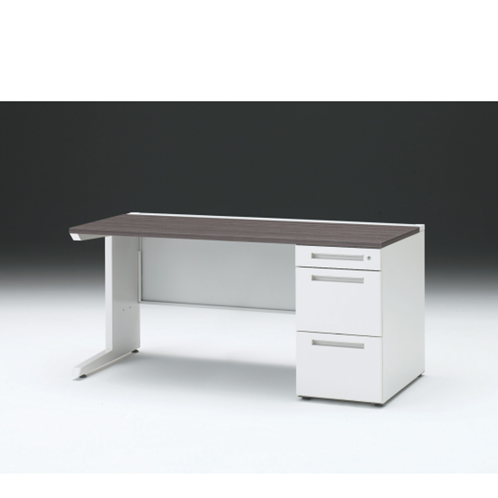 CZRデスク 片袖デスク CZR-157SBC-981 センター引出しなし  シリンダー錠W1500× D700 [ 本体: ホワイトW・天板: 81 / アッシュドオークD]