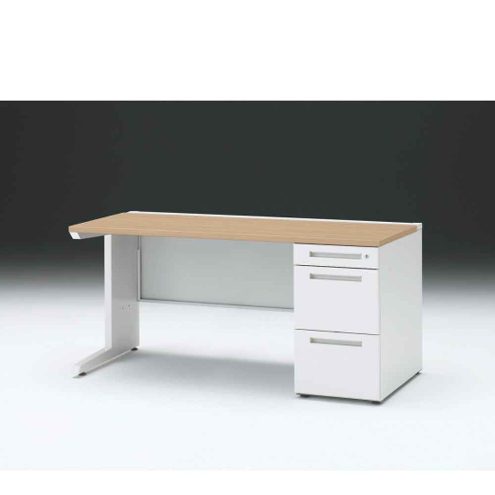 CZRデスク 片袖デスク CZR-157SBC-992 センター引出しなし  シリンダー錠W1500× D700 [ 本体: ホワイトW・天板: 92 / ホワイトオークM]