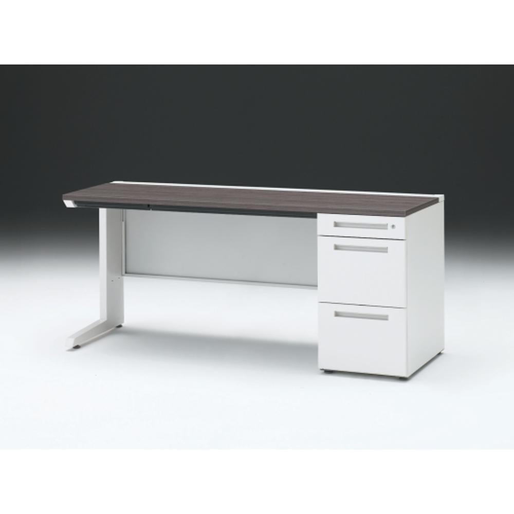 CZR 片袖デスク　シリンダー錠 浅型センター引出し付　CZR-166CBC-981　W1600×D600 ［本体：ホワイト×天板：81/アッシュドオークD］