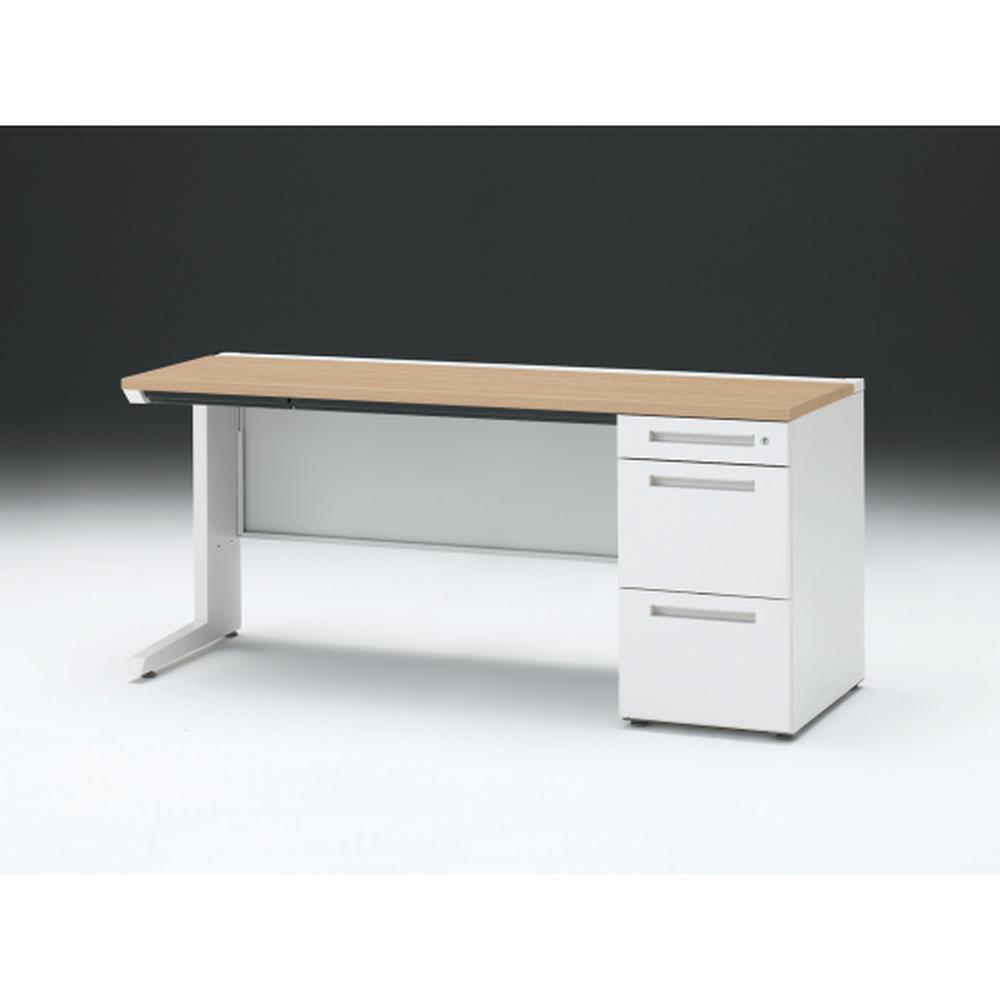 CZR 片袖デスク　シリンダー錠 浅型センター引出し付　CZR-166CBC-992　W1600×D600 ［本体：ホワイト×天板：92/ホワイトオークM］