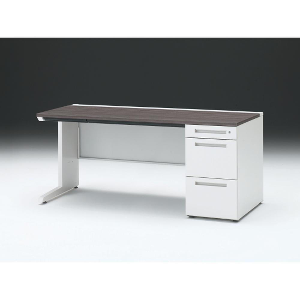 CZR 片袖デスク　シリンダー錠 浅型センター引出し付　CZR-167CBC-981　W1600×D700 ［本体：ホワイト×天板：81/アッシュドオークD］