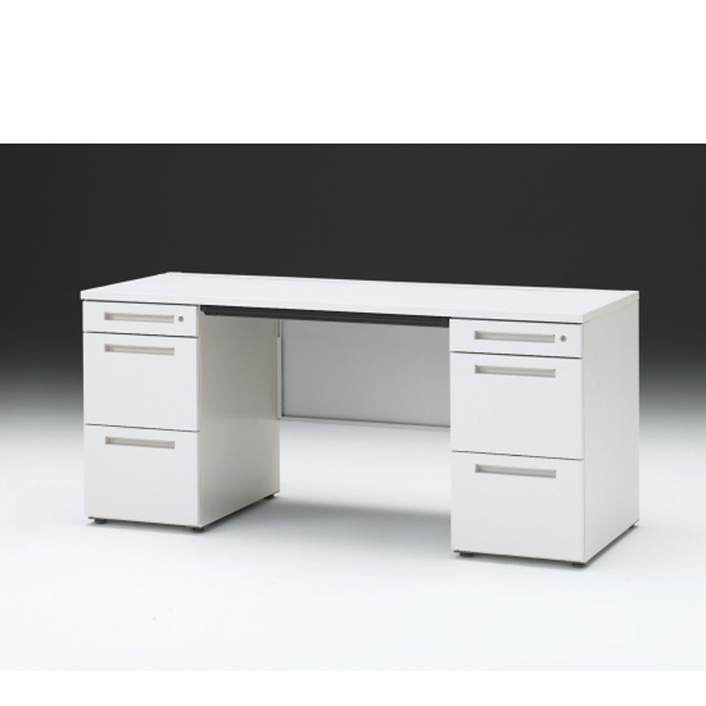 CZRデスク 両袖デスク CZR-166BAC-9W9 浅型センター引出し付  シリンダー錠W1600× D600 [ 本体: ホワイトW・天板: W9 / ホワイトW]