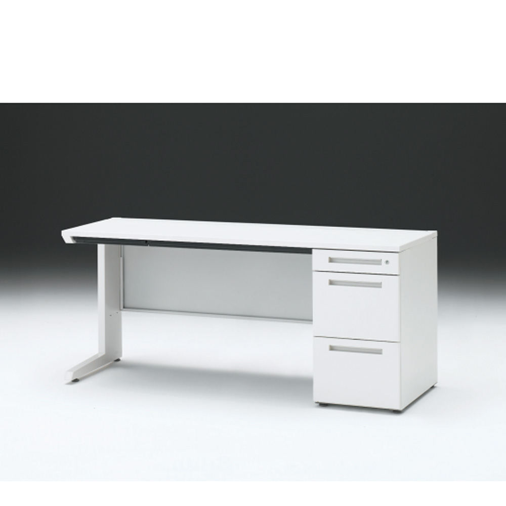 CZRデスク 片袖デスク CZR-166CBC-9W9 浅型センター引出し付  シリンダー錠W1600× D600 [ 本体: ホワイトW・天板: W9 / ホワイトW]