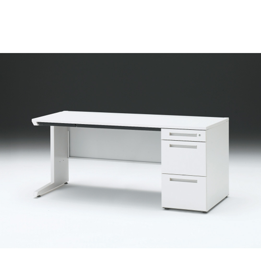 CZRデスク 片袖デスク CZR-167CBC-9W9 浅型センター引出し付  シリンダー錠W1600× D700 [ 本体: ホワイトW・天板: W9 / ホワイトW]