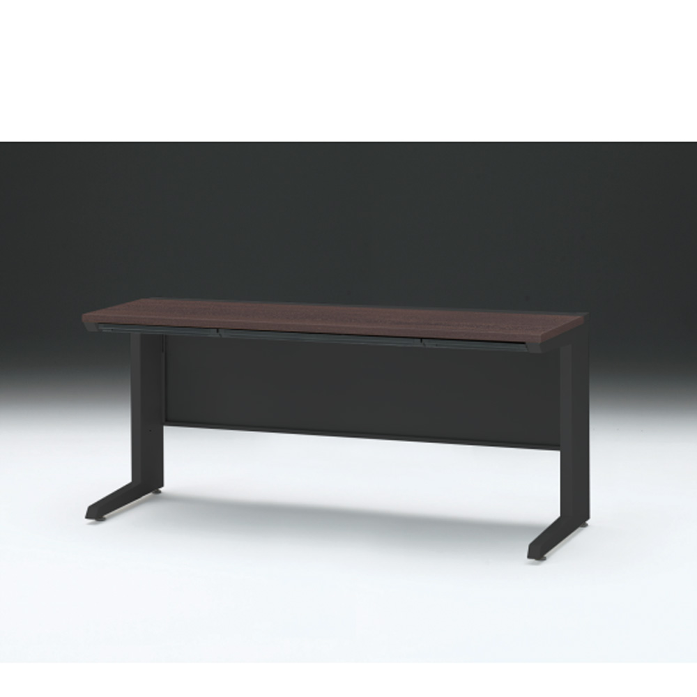CZRデスク 平机 CZR-166HAC-182 浅型センター引出し付 L脚 W1600× D600 [ 本体: ブラックT・天板: 82 / ブラックウォールナットD]