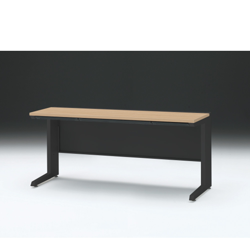 CZRデスク 平机 CZR-166HAC-192 浅型センター引出し付 L脚 W1600× D600 [ 本体: ブラックT・天板: 92 / ホワイトオークM]
