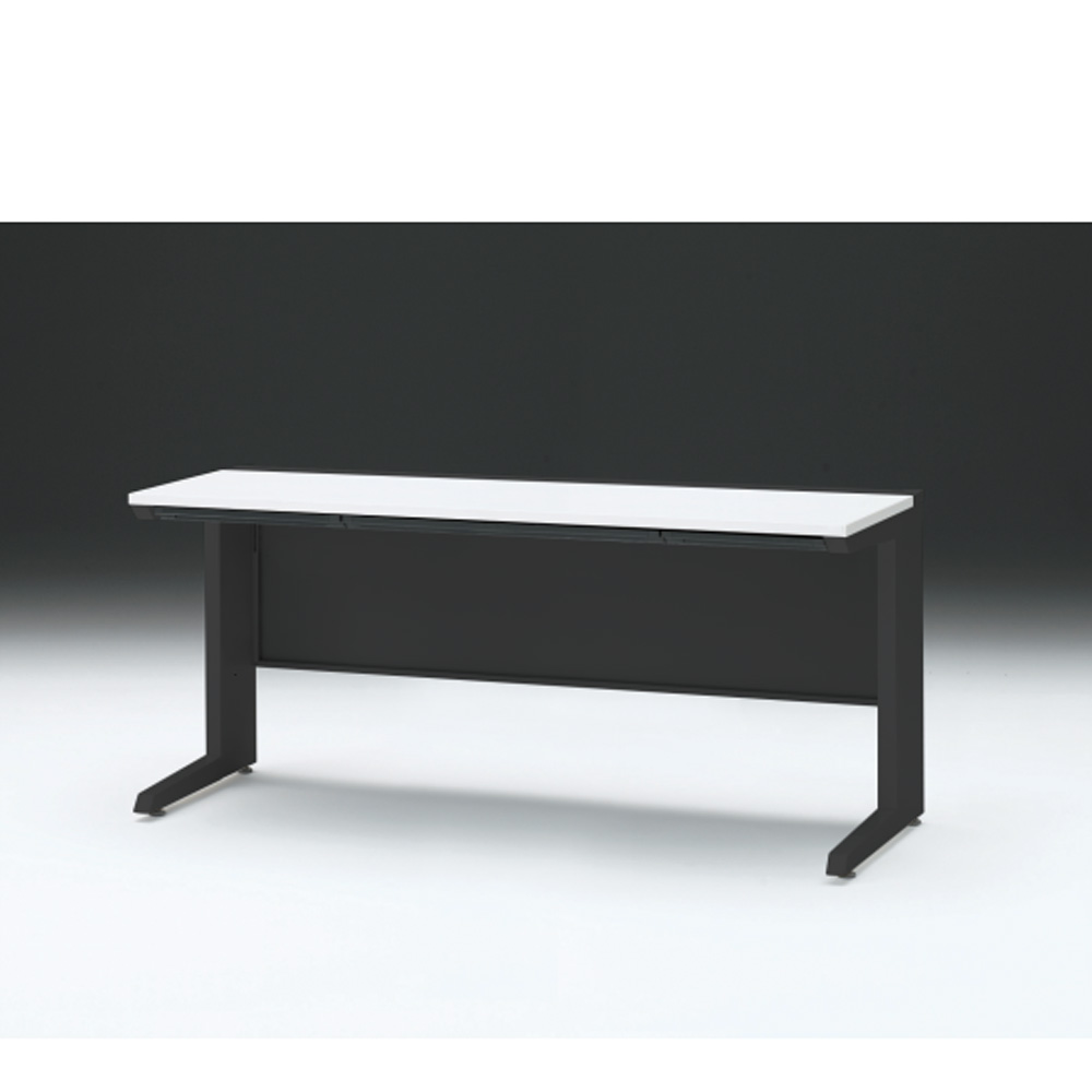 CZRデスク 平机 CZR-166HAC-1W9 浅型センター引出し付 L脚 W1600× D600 [ 本体: ブラックT・天板: W9 / ホワイトW]