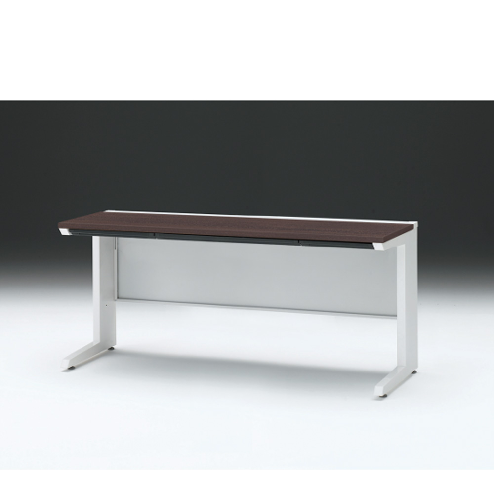 CZRデスク 平机 CZR-166HAC-982 浅型センター引出し付 L脚 W1600× D600 [ 本体: ホワイトW・天板: 82 / ブラックウォールナットD]
