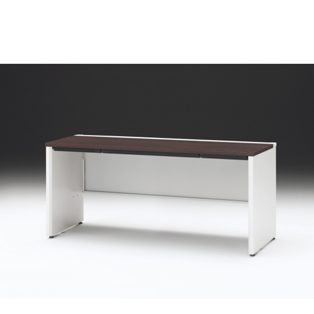 CZRデスク 平机 CZR-166HAPC-982 浅型センター引出し付 パネル脚 W1600× D600 [ 本体: ホワイトW・天板: 82 / ブラックウォールナットD]