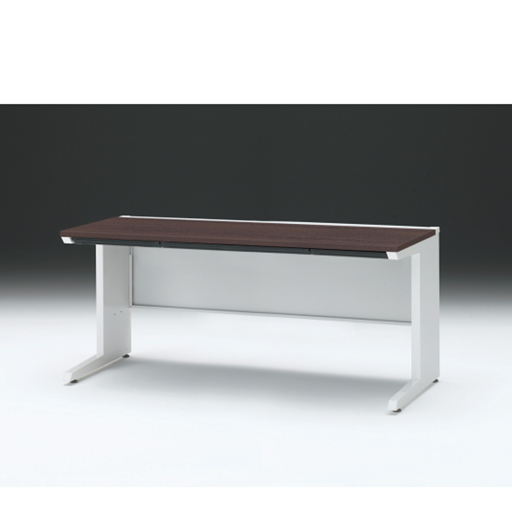 CZRデスク 平机 CZR-167HAC-982 浅型センター引出し付 L脚 W1600× D700 [ 本体: ホワイトW・天板: 82 / ブラックウォールナットD]
