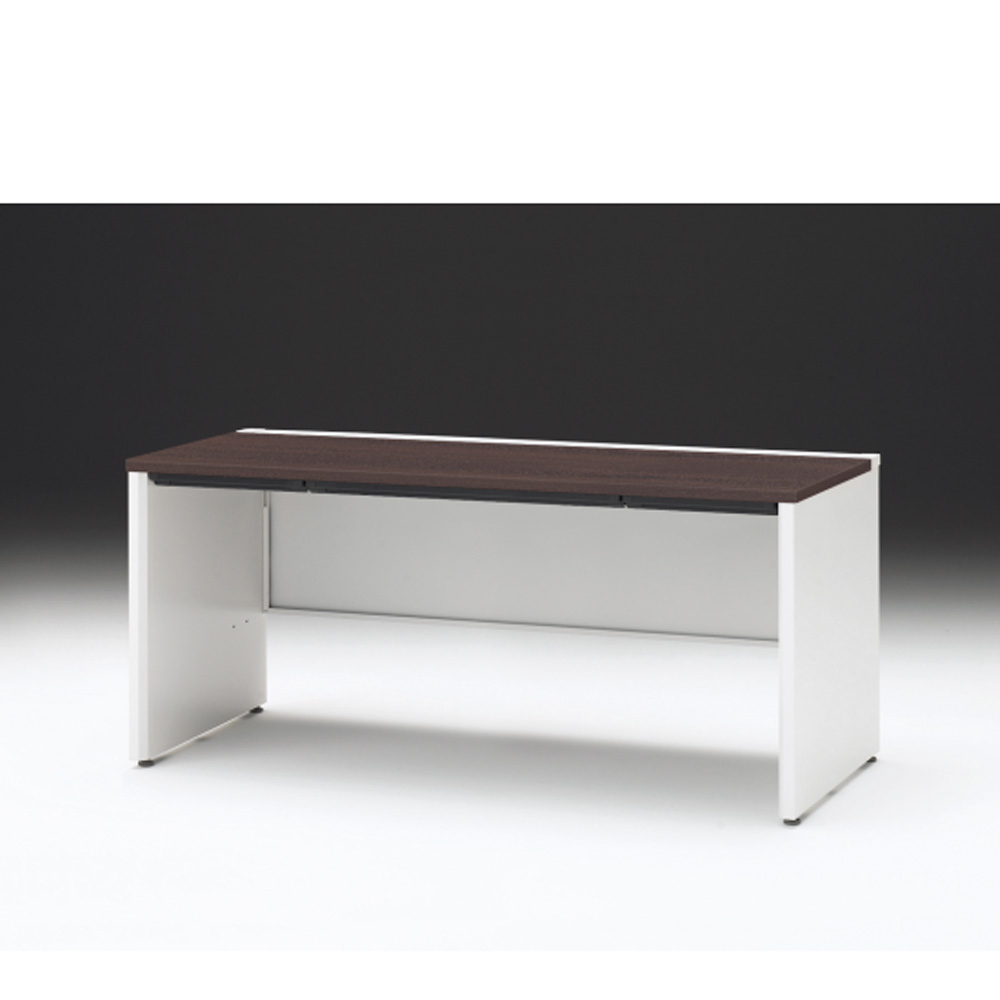 CZRデスク 平机 CZR-167HAPC-982 浅型センター引出し付 パネル脚 W1600× D700 [ 本体: ホワイトW・天板: 82 / ブラックウォールナットD]